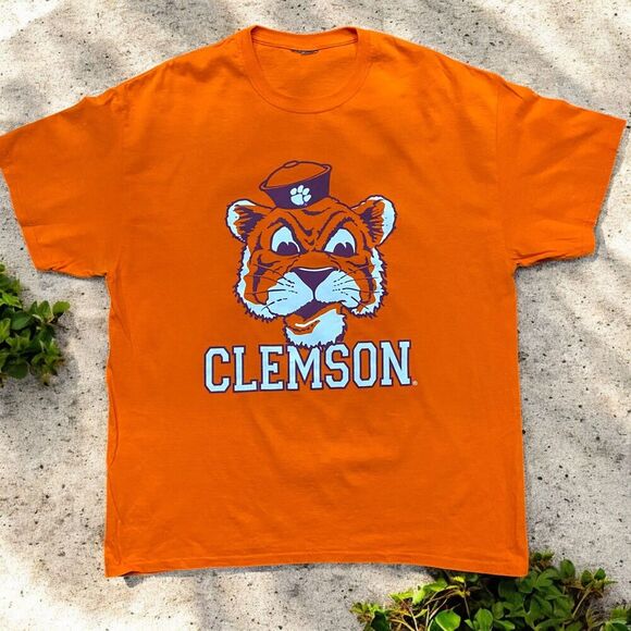 Unbranded Vintage Y2K Clemson Tigers NCAA Orange Cotton T-Shirt Men's Size XL - Picture 1 of 8